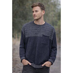 Renoma Paris Homme Navy Lightweight Knit Sweater Pocket Minimalist Mens L